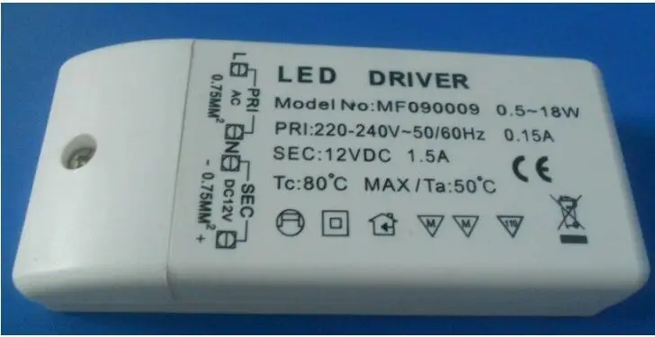 Imagem -02 - Driver de Led dc 12v Saída 1.5a Adaptador de Alimentação Fonte de Alimentação para Lâmpada Led Tira Downlight 10 Peças 18w