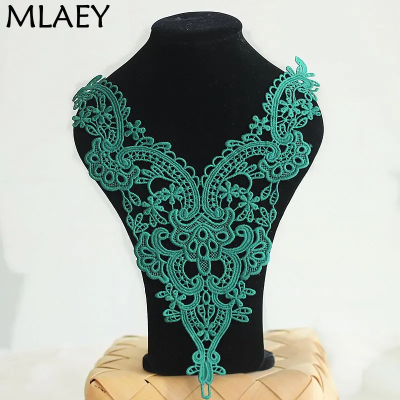 MLAEY 1pc Milk Silk Embroidered Lace Trim Neckline Fabric Lace Ribbon,Wedding Dress Collar Lace For Sewing Supplies Crafts