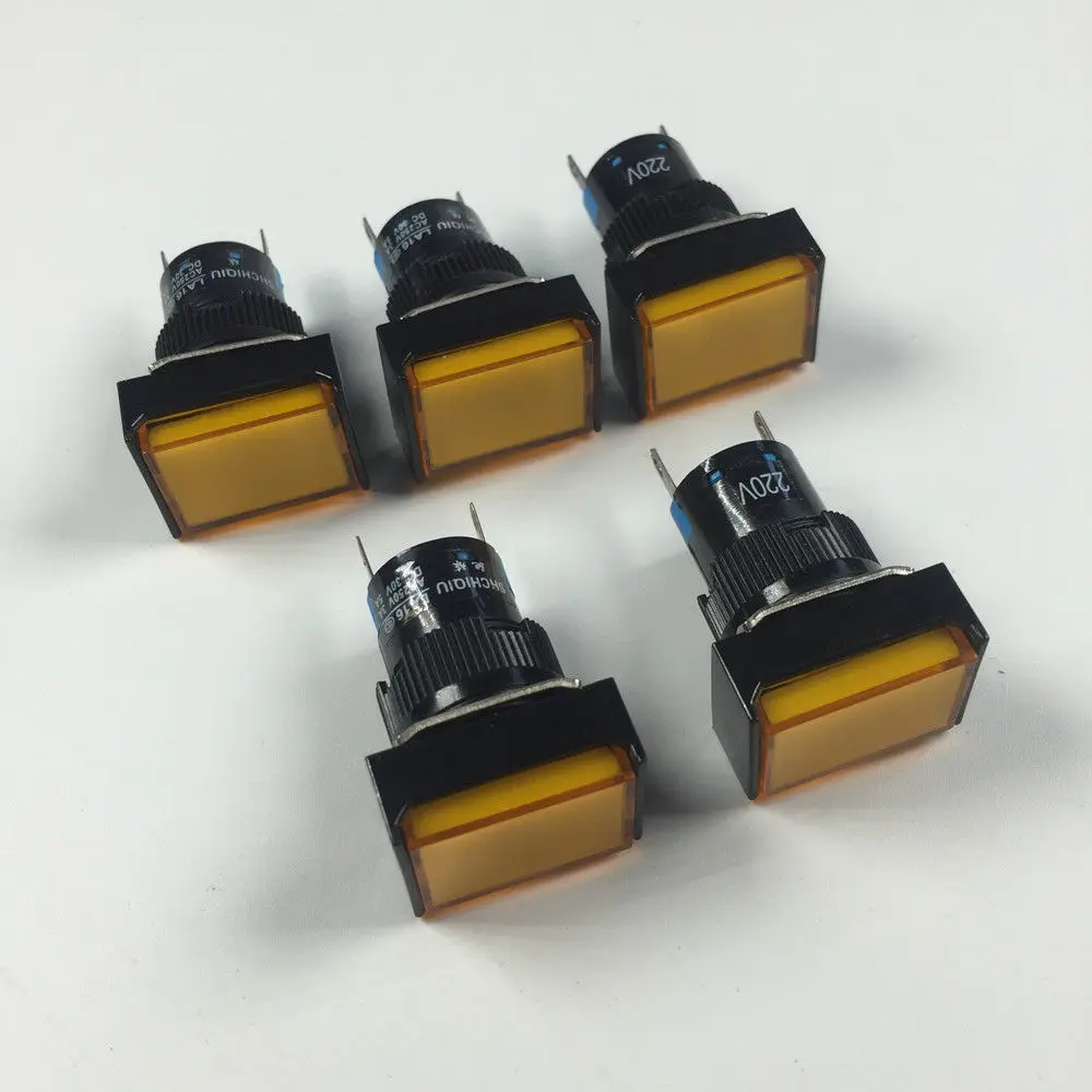 5 pz rettangolo tipo 2 pin indicatore luminoso luci di segnalazione incidente 12V 24V 220V rosso bianco verde blu giallo