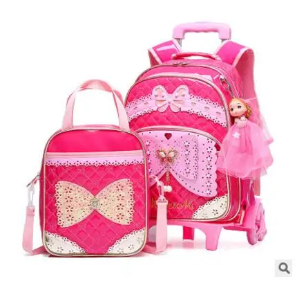 Student School Bag On wheels Children luggage Rolling Bags wheeled  Backpacks bag for Girls Travel Trolley backpack bags for kid