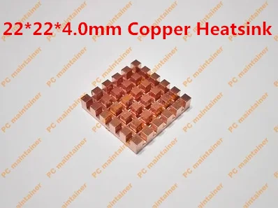 22*22*4.0mm Copper Heatsink Pure Copper Fin Groove Video Card MOS Radiator Router fiber optic modem Notebook radiator