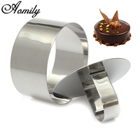 Aomily DIY Fondant Mousse Cake Mold Stainless Steel Decorating Tools Round Silver Ring Slicer Cutter Hand Push Baking Cooking