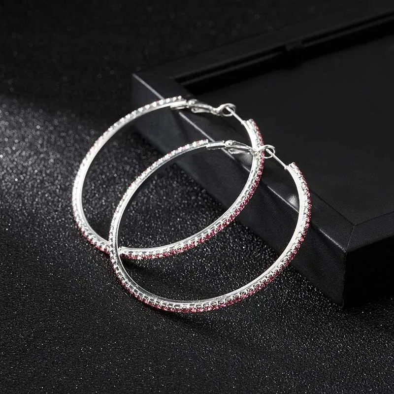 YEJEWE Women Bijoux Classic New Fashion Rhinestone Small&Big Hoop Earrings Woman 6 Color Rhinestone Girl's Cute Gift E030