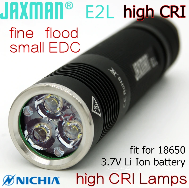 Фонарик JAXMAN E2L с 3 светодиодами и линзой TIR 18650, фонарик Nichia 219C