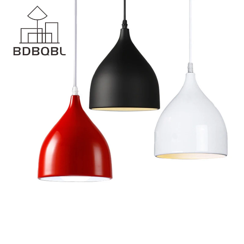 

BDBQBL Modern Pendant Light Three Colours Bar Pendant Lamps Iron+Metal Elliptic LED Bulb Lighting 17CM Diameter E27 Single Head