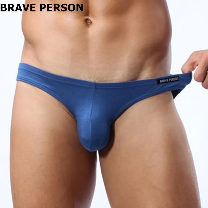 BRAVE PERSON-ropa interior Sexy Modal para hombre, calzoncillos de tiro bajo con bolsa convexa en U, calzoncillos transpirables