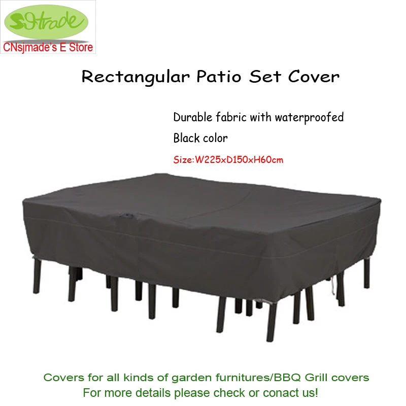 

Premium rectangular patio set cover 225x150x60cm , Black color, waterproofed Durable Oxford fabric ,Free shipping