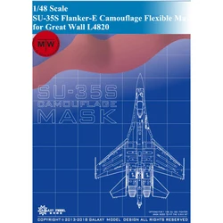 GALAXY Model D48006 1/48 Scale SU-35S Camouflage Die-Cut Flexible Mask for Great Wall L4820 Aircraft Model