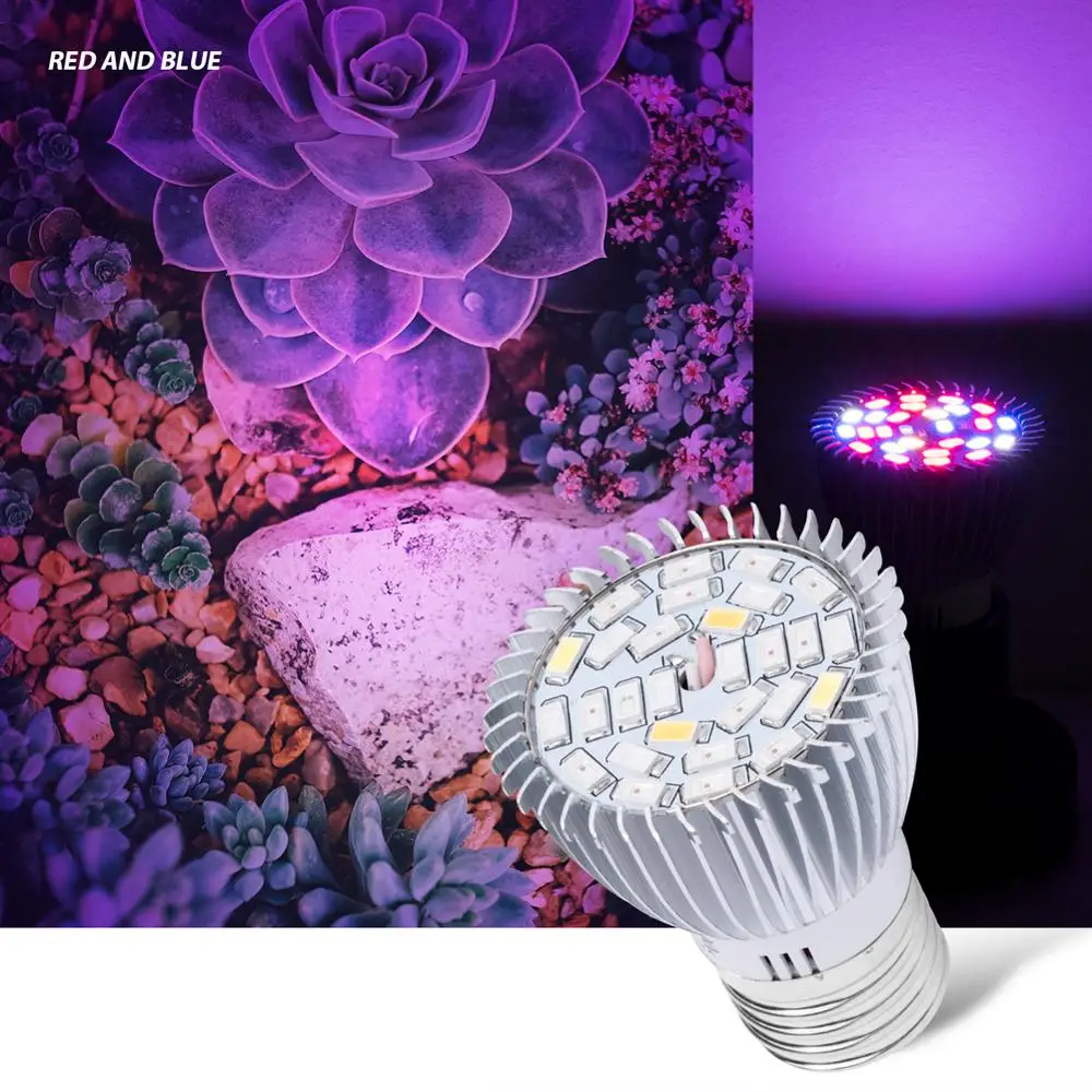 Lámpara LED de espectro completo para cultivo de plantas, Bombilla UV IR para tienda de interior, 18W, 28W, E14, 220V, E27, 110V