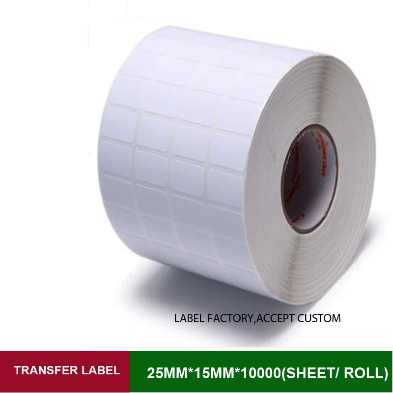 Transfer label need ribbon 25*15mm*10000 sheets per roll(2rolls/lot) customs label for printing mini mark