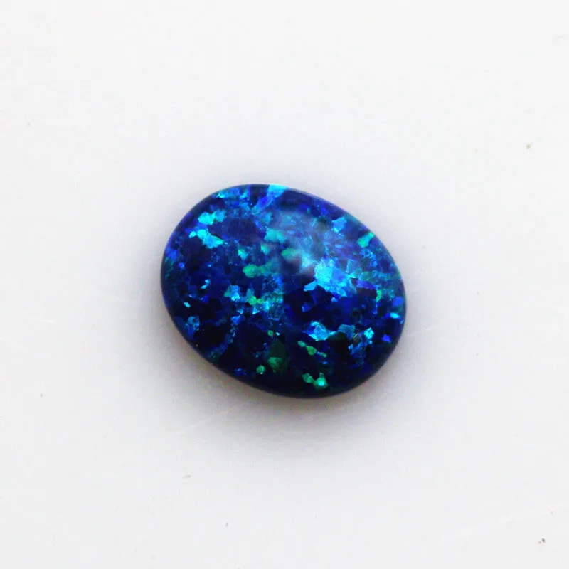 blue opal stone loose beads gemstones oval shape flat base cabochon created gemstone for jewelry making DIY precious stones