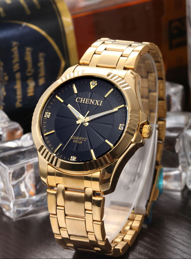 CHENXI Brand Famous Noble Gentlmen Watch Classic Luxury Gold Stainless Steel Quartz Male Watches Fashion Delicate Gift Clock Men