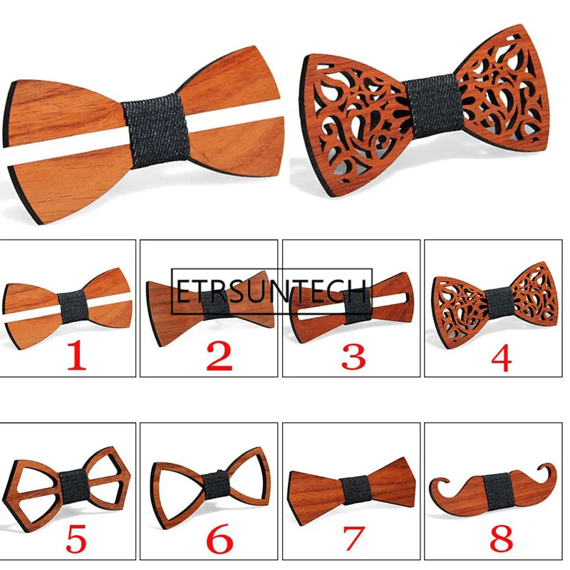 100pcs Wooden Bowtie Men Formal Geometry Necktie Boy Men's Accessory Wedding Party Christmas Gifts Wood Neck Wear