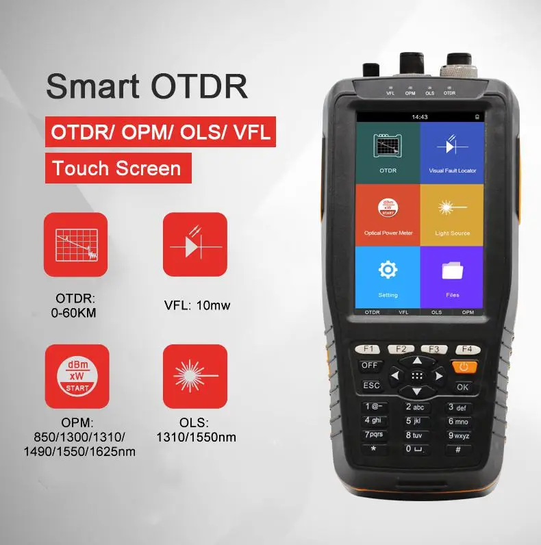 TM290 Smart OTDR 1310 1550nm or 1610nm with VFL/OPM/OLS Touch Screen OTDR Optical Time Domain Reflectometer