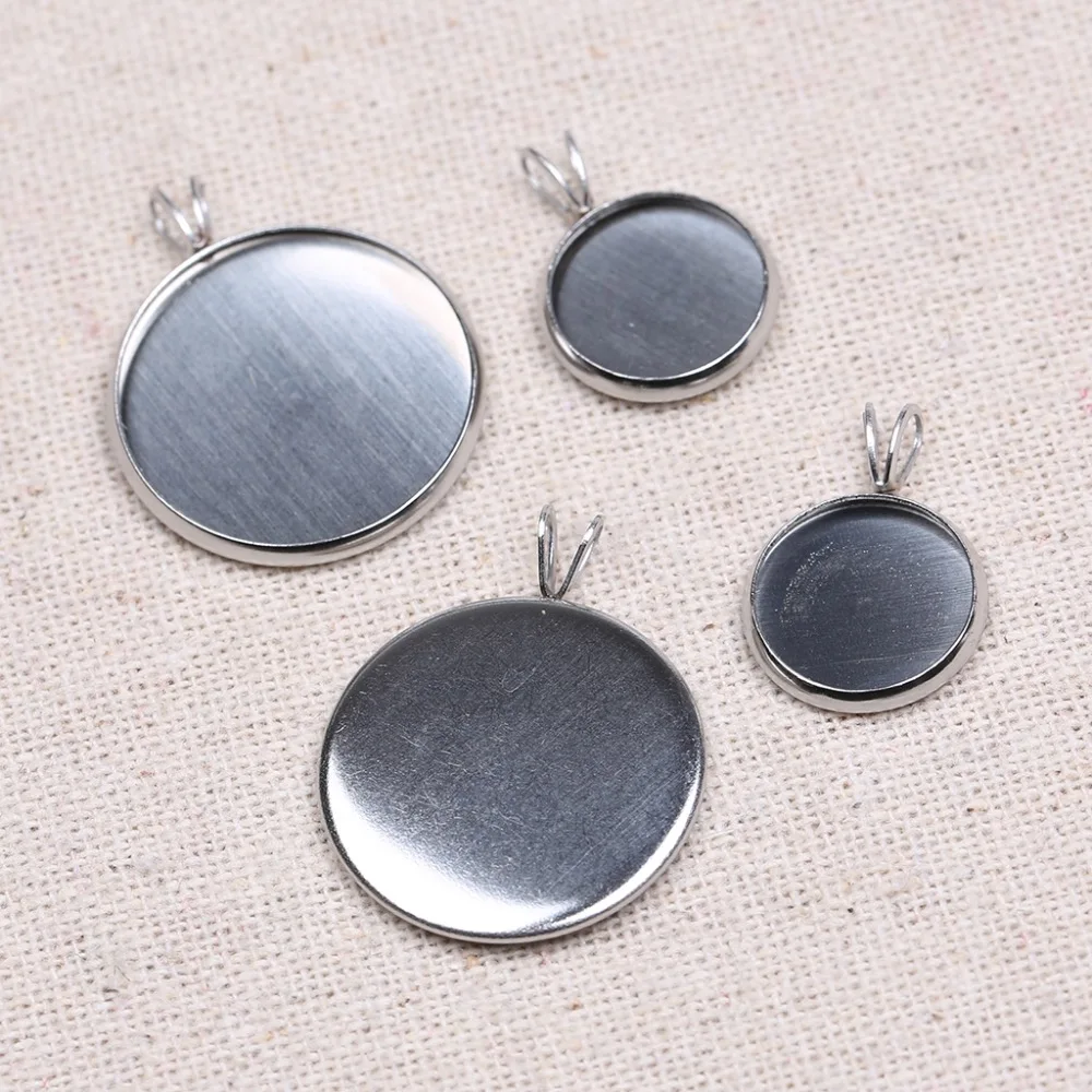 

reidgaller 10pcs 12mm 20mm dia cabochon base setting stainless steel blank pendant tray diy jewelry necklace bezels