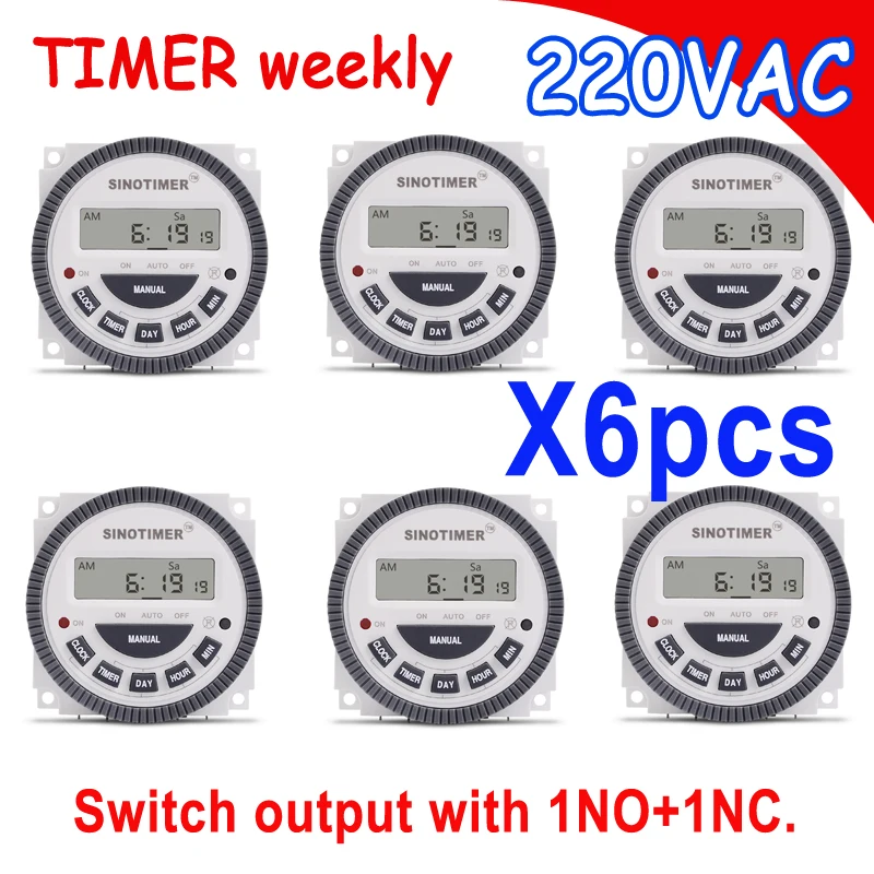 

7 Days 220VAC Digital Timer Switch Module with 1 NO + 1 NC volt free output, 16A Relay Time Control with COVER