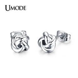 UMODE White Gold Color Classic Design Twist Love Knot Post Stud Earrings for Women JE0140B