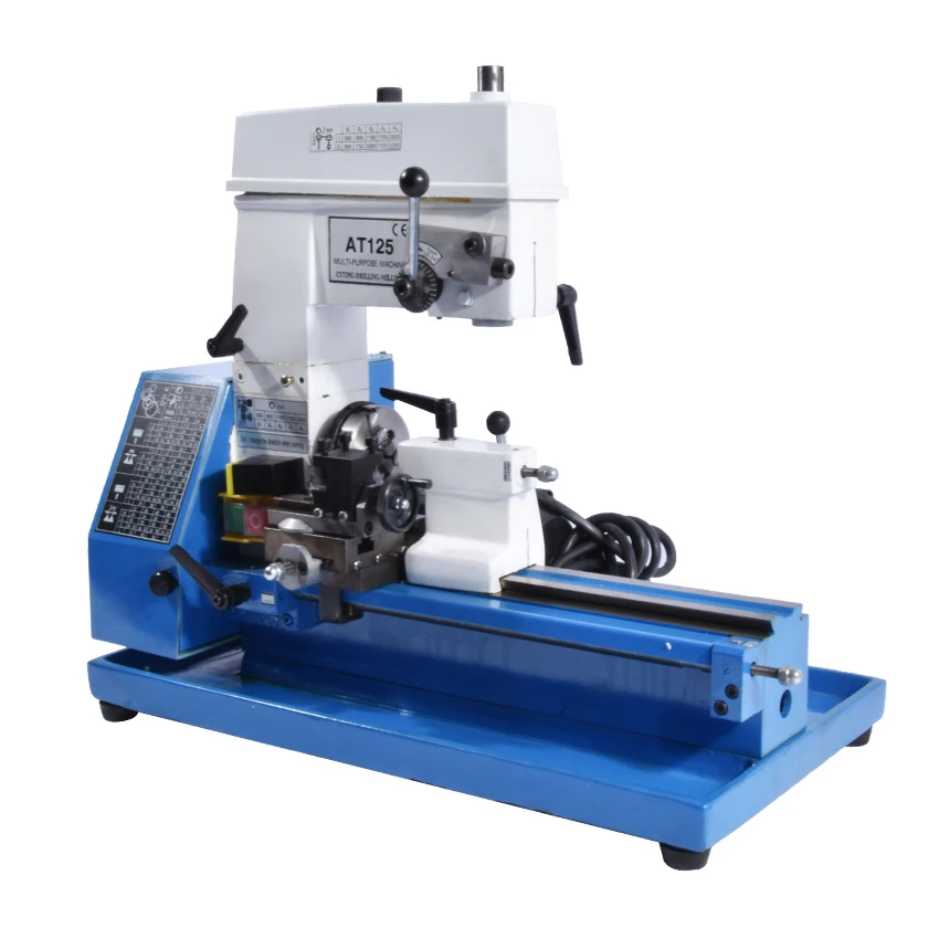 AT-125Versatile Small Metal Lathe Machine,Machining Inch thread pitch 16-48 1/n Household Drilling milling machine 560-2500r/min