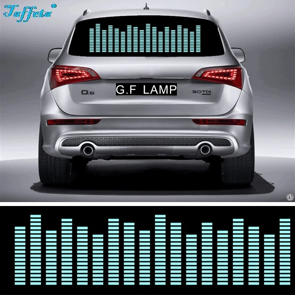 Ice Blue Colors Car Sticker Music Rhythm LED Flash Light Lamp Sound Activated many size choose