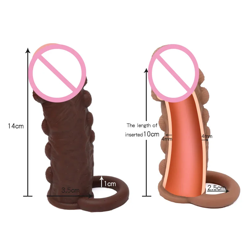 Thick Condoms For Men Dildo Extender Reusable Penis Sleeve Intimate Goods Penis Enlargement Rings Cock Massager