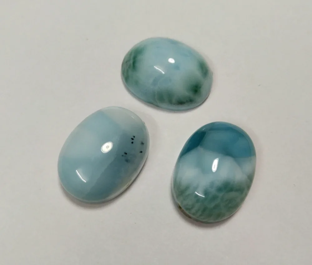 Wholesale 3pcs/Lot Natural Larimar Gem Cabochon Ring Face Pendant,12x16mm Oval Larimar Gem Cabochon CAB,flat bottom