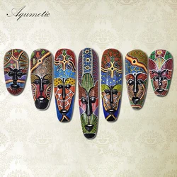 Aqumotic Thai Wooden Mask Wall Hanging Solid Wood Carving Painted Facebook Wall Decoration Bar Home Decorations African Totem
