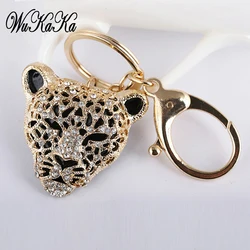 2024 Fashion Crystal Leopard head Rhinestone Tiger Keychain Women's bags Decoration Pendants Accessories Car keyrings Jewelry