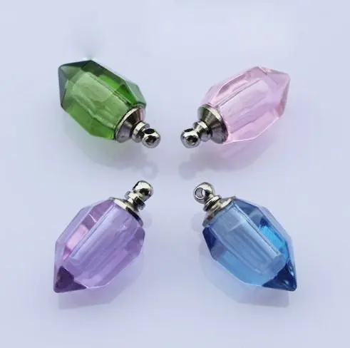 

Free shipping!!!100pcs/lot New!mixed color Bullet Crystal Perfume & Aroma Oil Vial Pendants