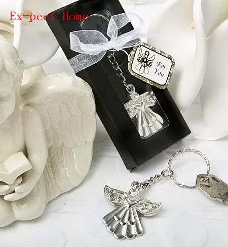 Wedding Party Souvenir Guardian Angel Key Ring Silver Keychain Baby Shower Favors FREE SHIPPING