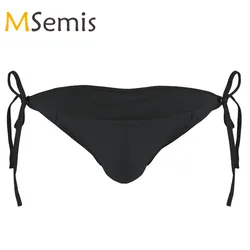 Traje de baño para hombre, lencería con bolsa para pene, Bikini, braguitas de baño con cuerda de sujeción, ropa interior Sunga, bañador