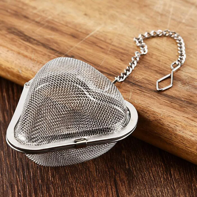 100pcs Creative Heart Shape 304 Stainless Steel Tea Infuser Mesh Locking Tea Strainer Filter Tool ZA6698