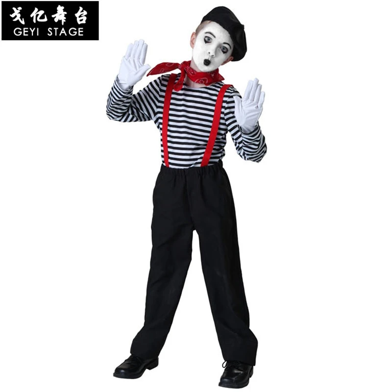 

new Carnival French burlesque comedy stage show actor Birthday Fashion Party Costume Cosplay Striped top Bib short for Adult