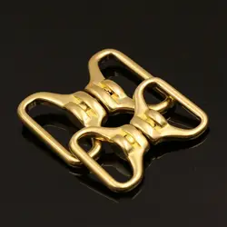 1piece Solid brass Double end swivel eye rotating connector for leather craft belt strap keychain Fob clip Pet rope leashes