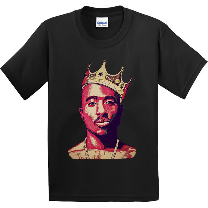 

Kids 2PAC Hip Hop Swag King Printed Design 100% Cotton T Shirt Boys/Girls Tupac Amaru Shakur Tops Children Cute T-Shirt,GKT007