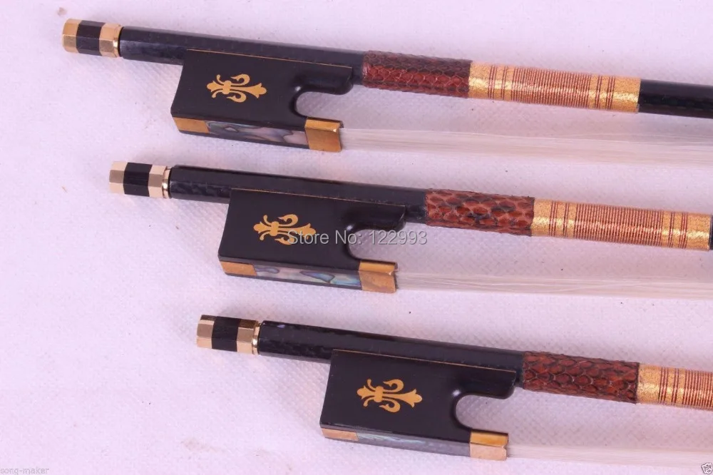 Free shipping New Top grade 3pcs Carbon fiber 4/4 violin Bow Straight Pretty inlay