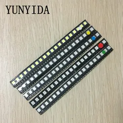 SMD LED Diode Variedade Kit, verde, vermelho, branco, azul, amarelo, 5050, 5730, 1210, 1206, 0805, 0603, 100pcs, 5 cores x 20pcs