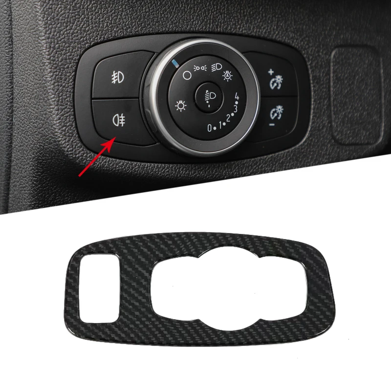 

For Ford Focus Sedan/Hatchback 2019 LHD 1PC Carbon Fiber ABS Chrome Car Interior Headlight Adjustment Button Cover Trim Moldings