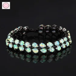 JLB011 Top Sale Black Gold plated white Fire Opal Bracelet drop shape Fashion Bracelet For Cristmas Gift and birthday party gift