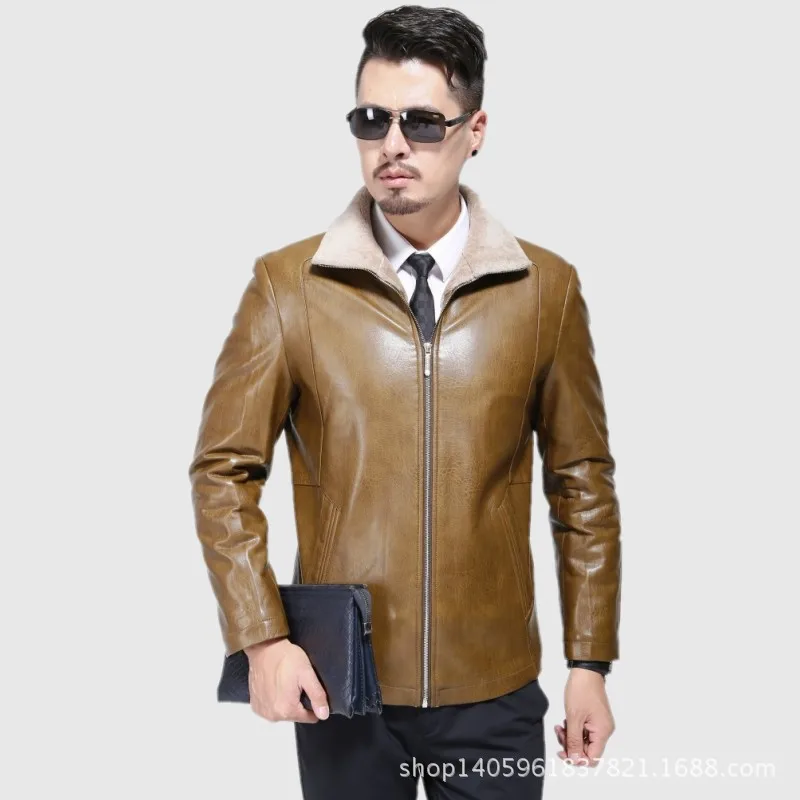 Brand 2021 New Winter Best Selling Fashion Genuine Leather Jacket Men Good Quality Casual Slim Mens Warm Fur Jacket Coat M-xxxl