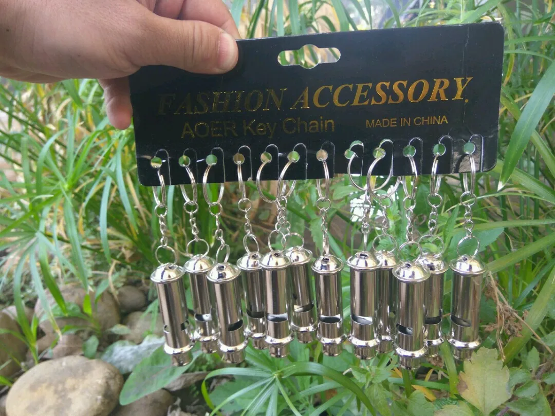 12PCS/LOT Stainless steel high-frequency high decibel whistle lifesaving metal outdoor survival whistle