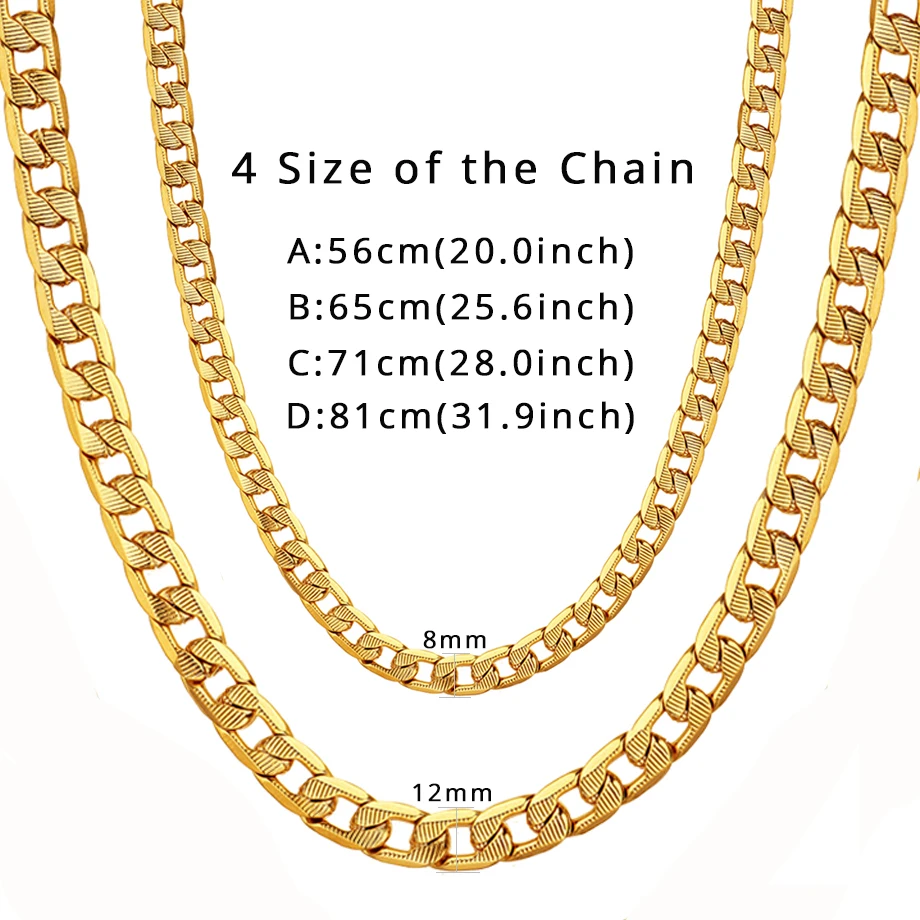 Hip Hop Jewelry Long Chunky Cuban Link Chain Golden Necklaces With Thick Gold Color Stainless Steel Neck Chains For Men Jewelry