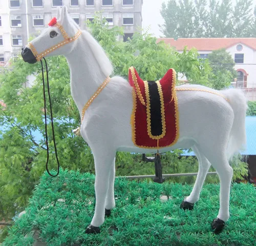 large 50x45cm simulation white horse model polyethylene&furs handicraft Figurines&Miniatures decoration toy gift a2914