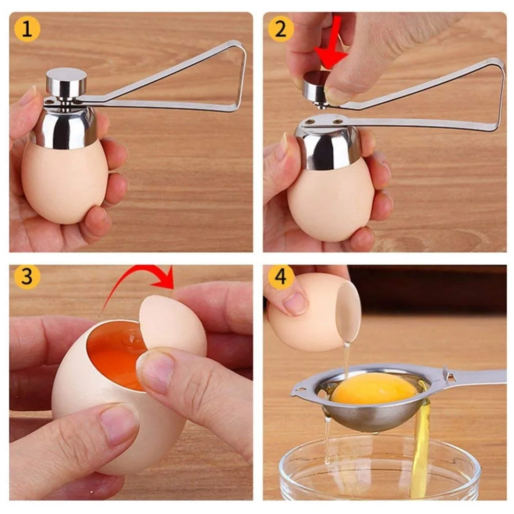 Konco 1/2/4pcs Egg Topper,Stainless Steel EggShell Cutter Opener Tool for Soft Hard Boiled Egg,Egg Breaker Tool Kitchen Tools image 3