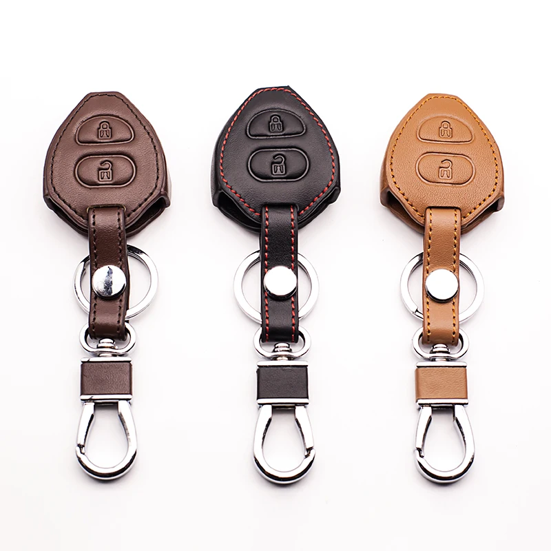 Top Layer Leather Genuine Leather Remote Control Key Case For Toyota Corolla Rav4 Yaris Avensi Prado Echo Car Accessories Shell