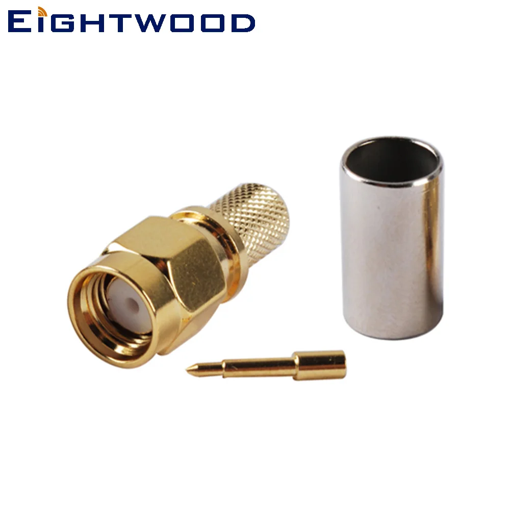 Eightwood SMA Plug Male RF Coaxial Connector Adapter For LMR 240 RF Coaxial Cable Gold Plating