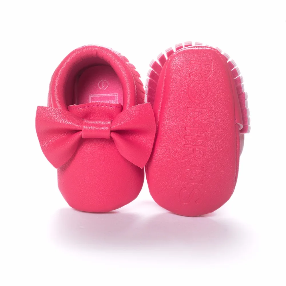 Red Bow Knot Newborn Shoes PU Feather Fashion Baby Girl First Walkers Girl's Moccasin Bebe Sneakers Children Slippers 0 1 2 Year