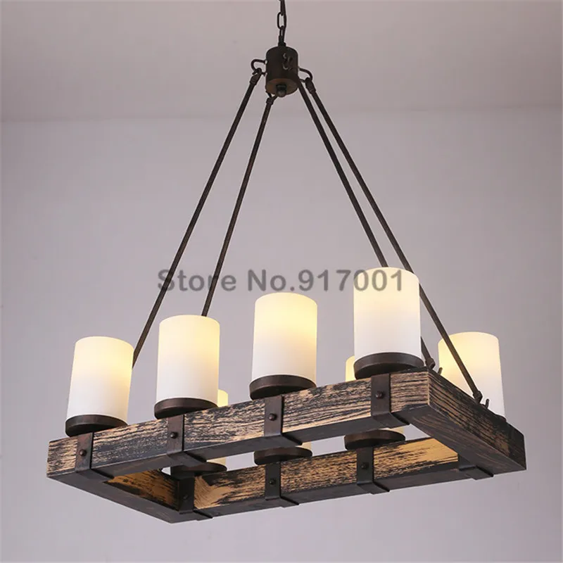 Vintage wood Pendant Lights Lamp Loft Creative Personality Industrial Lamp LED Bulbs American Style For Living Room decoration