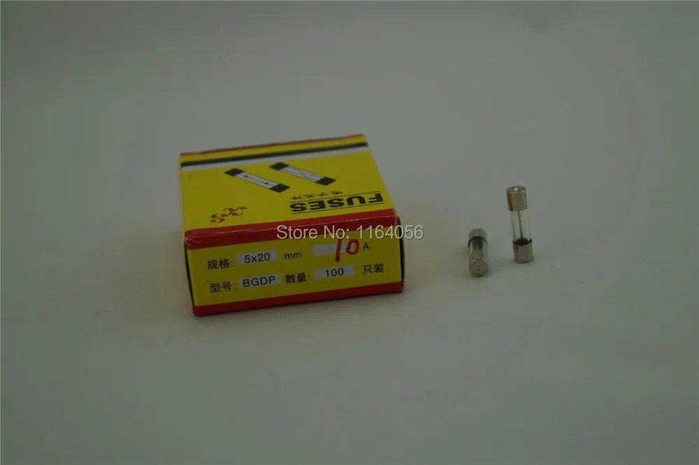 100 piezas F10.0Amp/220V, fusibles de tubo de vidrio de acción rápida de voltaje 20mm más largo