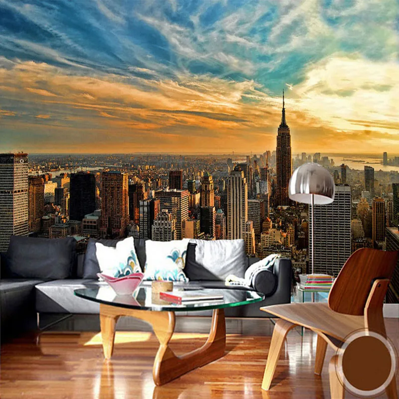 

Custom 3D Wall Mural Modern New York City View Sunset Photo Wallpaper Living Room Restaurant Cafe Creative Decor Wall Paintings