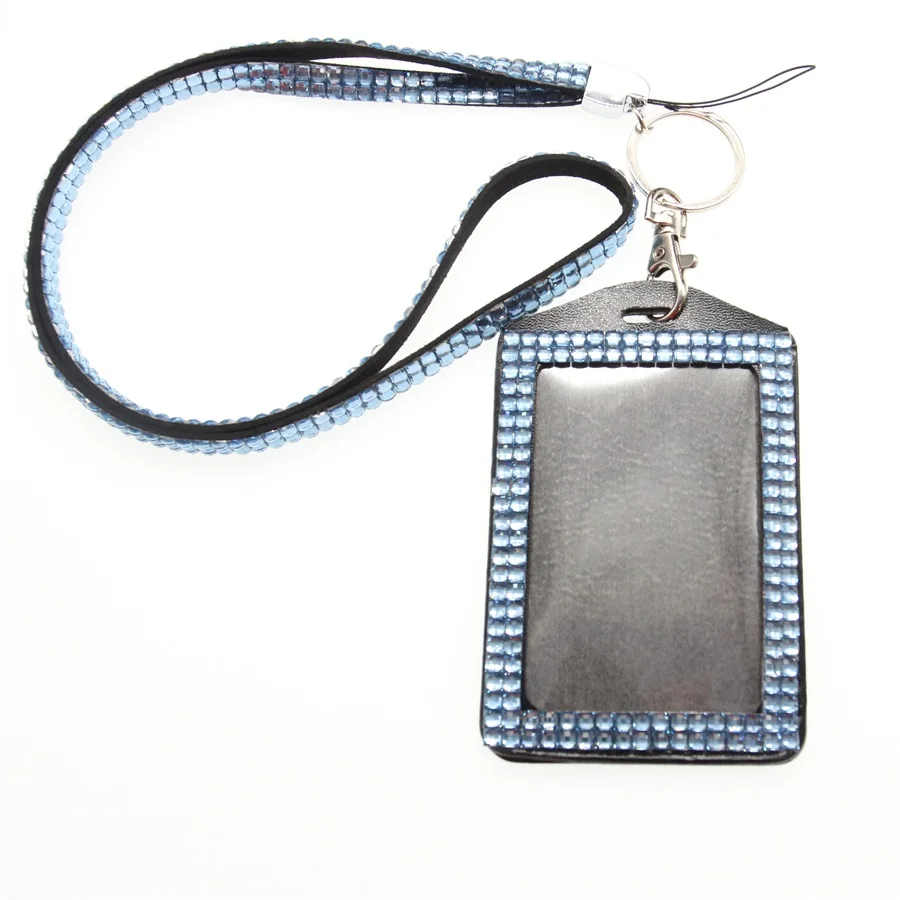 10 pieces free shipping Wholesale Multi Style Rhinestone Retractable id badge card holder with lanyard